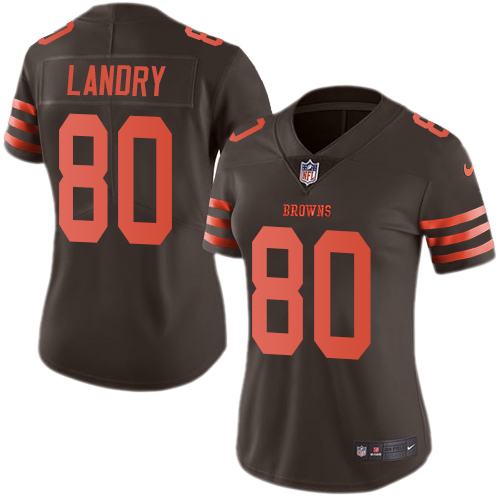 Nike Browns #80 Jarvis Landry Brown Women's Stitched NFL Limited Rush Jersey